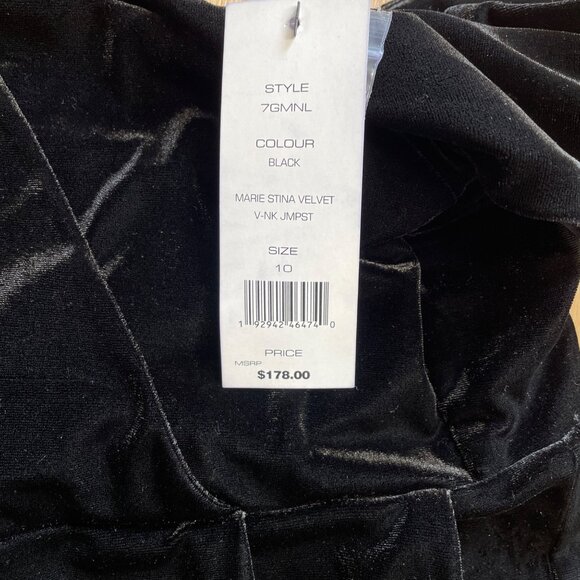 FRENCH CONNECTION JUMPSUIT MARIE STINA VELVET V-NECK SIZE 10 BLACK POCKETS NWT - Picture 12 of 15